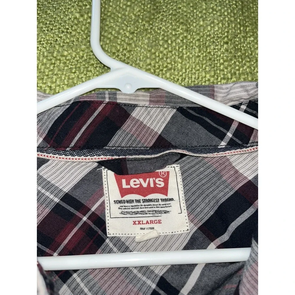 Levis western shirt Mens XXL 2XL Long Sleeve Button Up‎ Pearl Snap Plaid